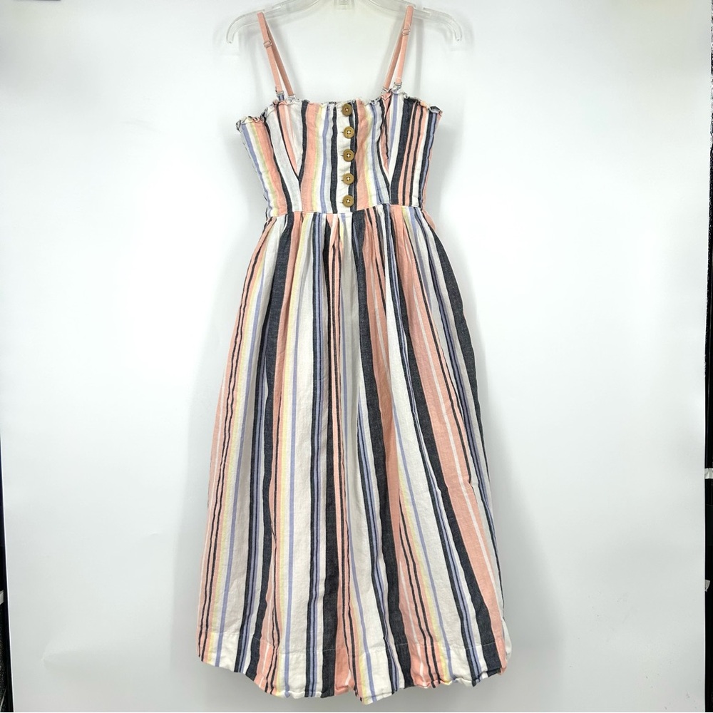 Free People Striped Midi Dress in Peach, Navy, Cream
